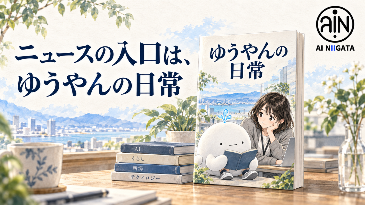 ゆうやんの日常がAI新潟のメニューに加わったことを伝える案内画像